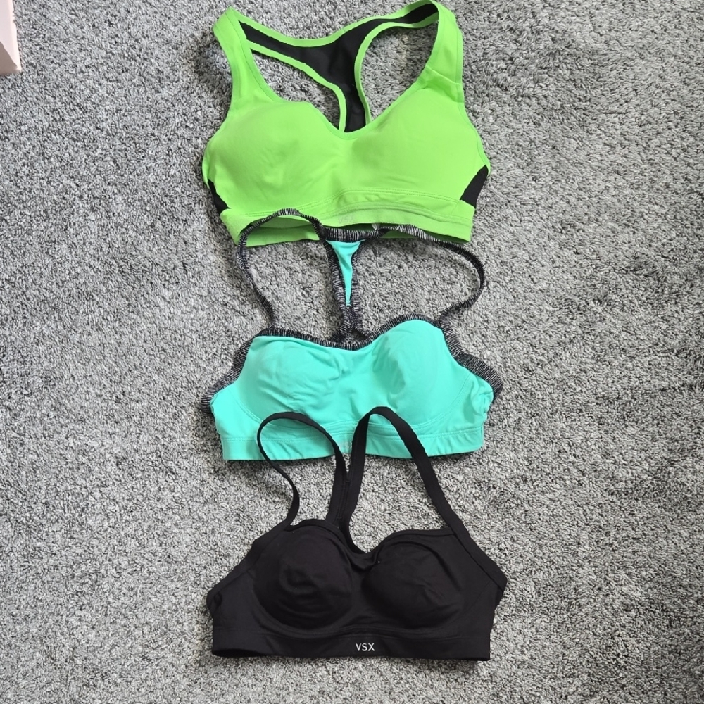 Victoria's Secret VSX Green, Torquoise ,And Black Racer Back Sports Bra